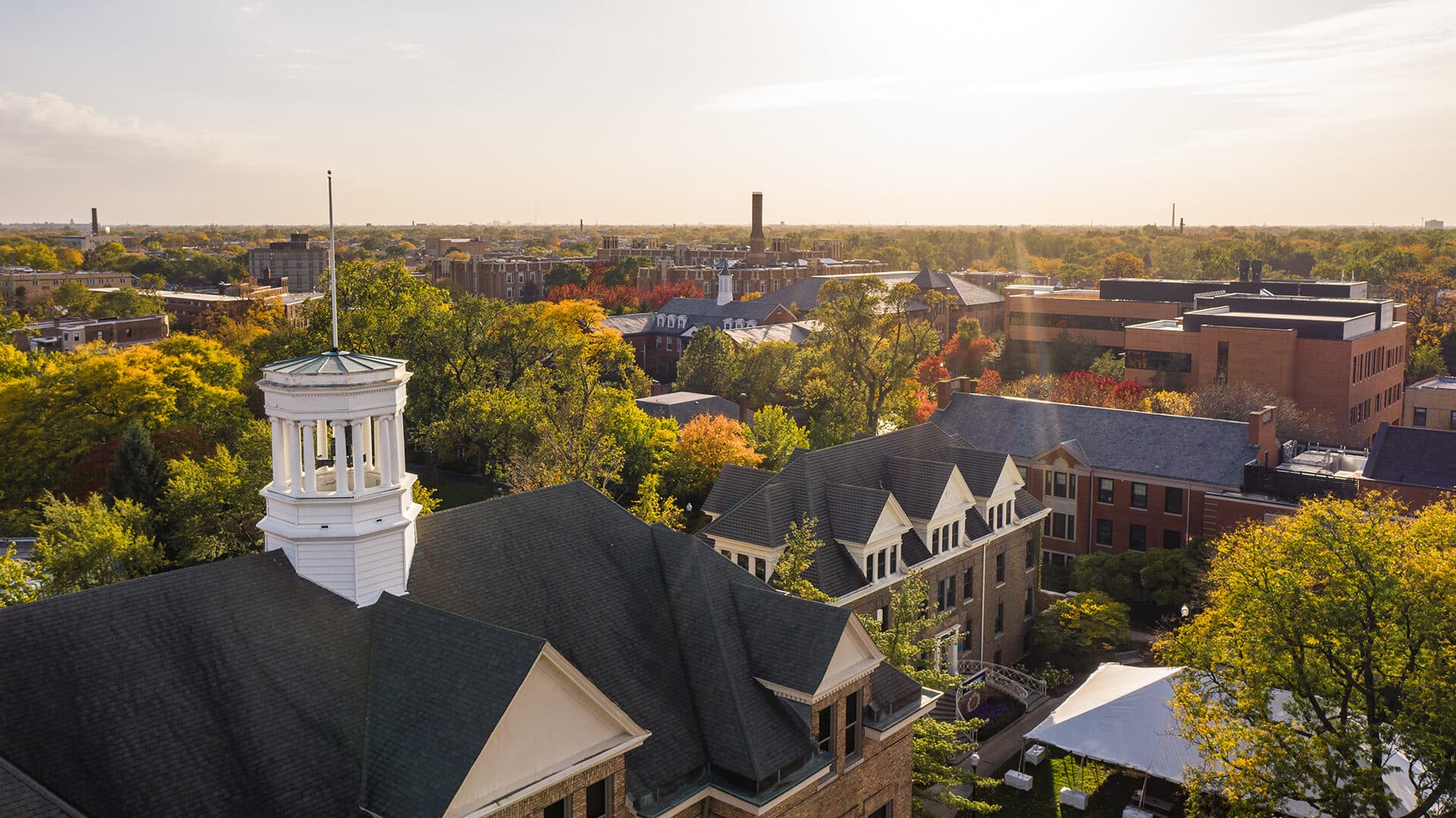 Aerial view of North Park University campus